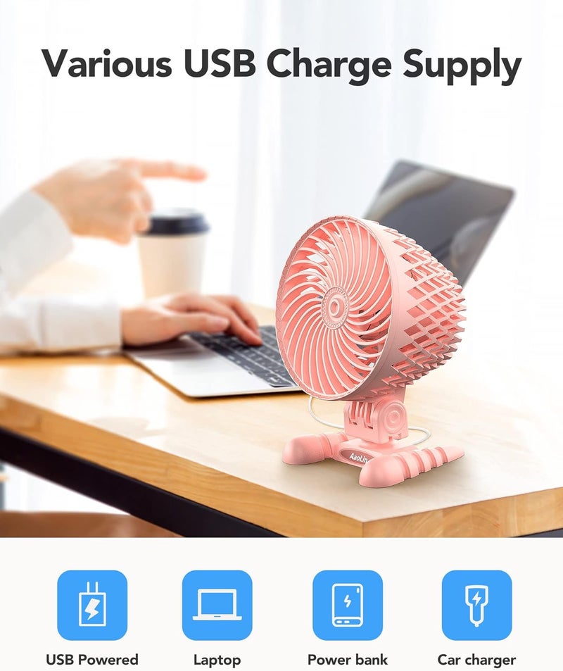 AaoLin USB Desktop Small Fan, Stepless Speed Adjustment with Multiple Speed Levels, Portable Plug-in Personal Mini Fan,Quiet Powerful Airflow,Suitable for Office Home Dormitory Bedroom, 4.9 Feet Long Cable - Image 4